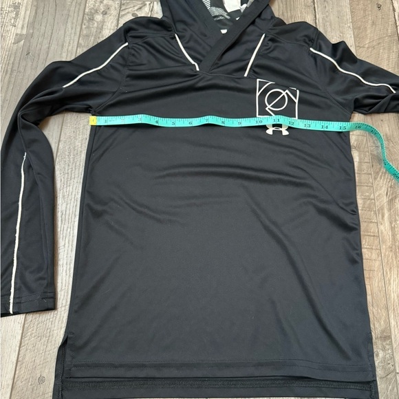 Under Armour Youth Kids Medium Black Hoodie Hooded Pullover 1/4 Zip Dri Fit - Picture 4 of 5